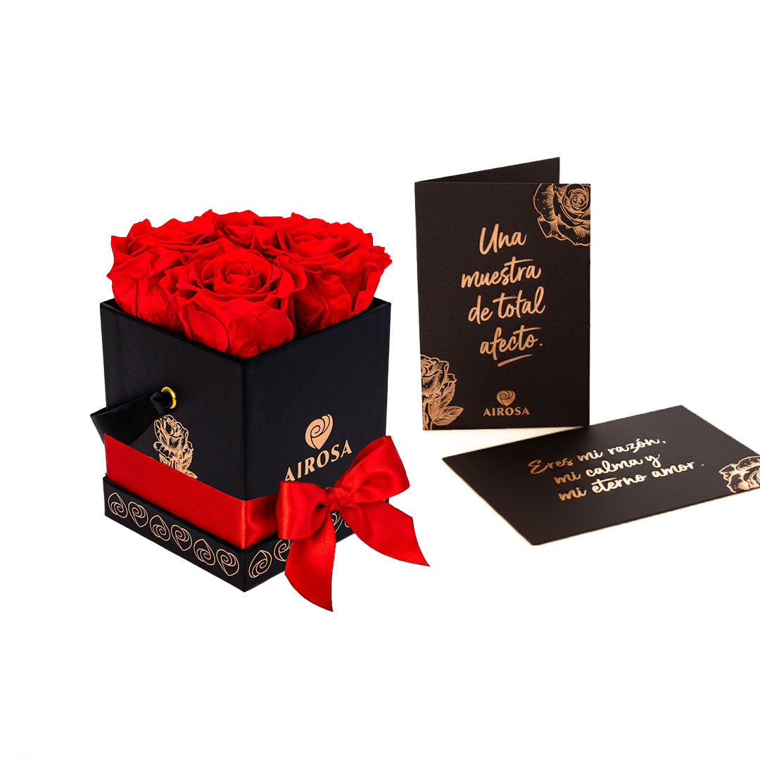 Rosas Preservadas Diva AIROSA Pack x4 Rojas box negro