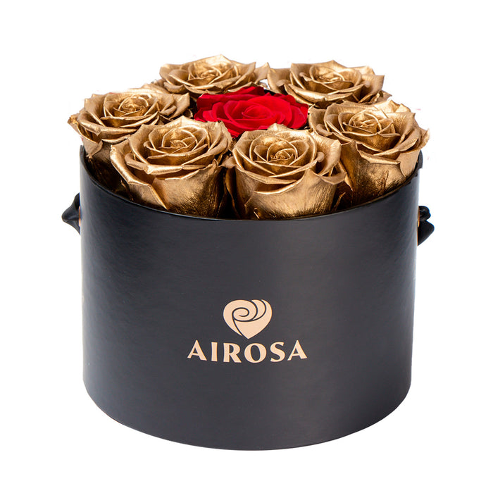 Box Rosas Eternas Gold- rosas preservadas