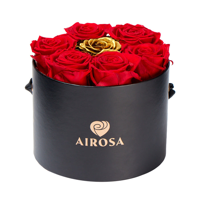 Box Rosas Eternas Red Gold - rosas preservadas
