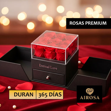 Joyero eterno Airosa - rosas premium color rojo